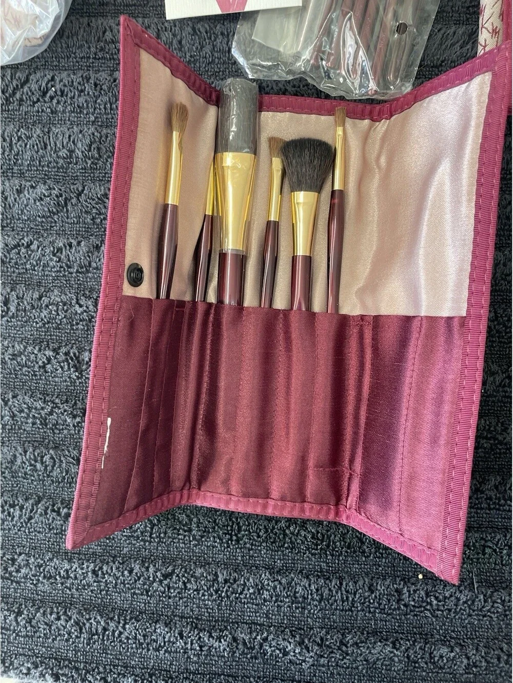 Mary Kay Brush Set Organizer Travel Bag 5 Full Size Brushes Vintage 1981 NOS